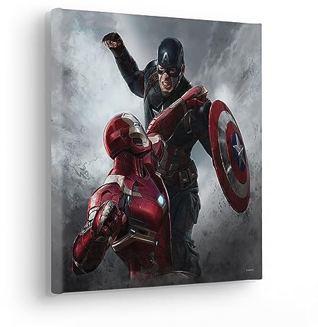 Komar Komar Keilrahmenbild - Captain America vs. Iron Man - Größe 30 x 30 cm - Kinderzimmerbild, Wandbild, Kinderzimmer