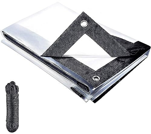 ZARBAILRE Telo Trasparente Impermeabile 4x6m, Antistrappo Teloni con Occhielli, Telone Impermeabile per Piscina, Legno, Auto, Coperture, Esterno 120g/1m², Un Foro per Metro