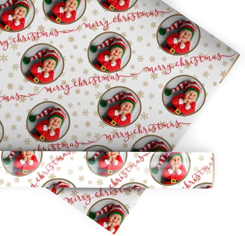 wandmotiv24 Geschenkpapier personalisiert, 100 x 70cm, 0.7 qm, Foto anpassen, Weihnachten, Merry Christmas, Fotogeschenk, Geschenk für Freunde und Familie M0057