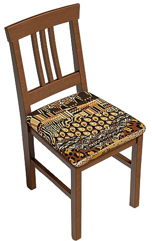 EVIUS Afrikanischer Stil, Patchwork-Stuhl-Sitzbezug, 4-teilig, abnehmbar und waschbar, Restaurant-Polsterstuhl, schützendes Sitzkissen, Sofabezug für Restaurant, Büro (36 x 36 cm)