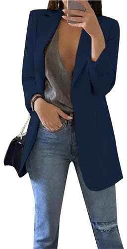 BOFETA Damen Arbeitsbüro Solid Color Blazer Business Loose Anzüge passen offene Front Arbeitsbüro Langarm Blazer