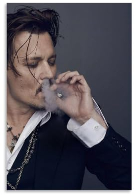 OqcEha Johnny Depp Poster, Schauspieler, Superstar, Leinwand, Wandkunstdruck, Geschenk, Foto, Bild, Gemälde, Raumdekoration, Heimdekoration, 30 x 45 cm