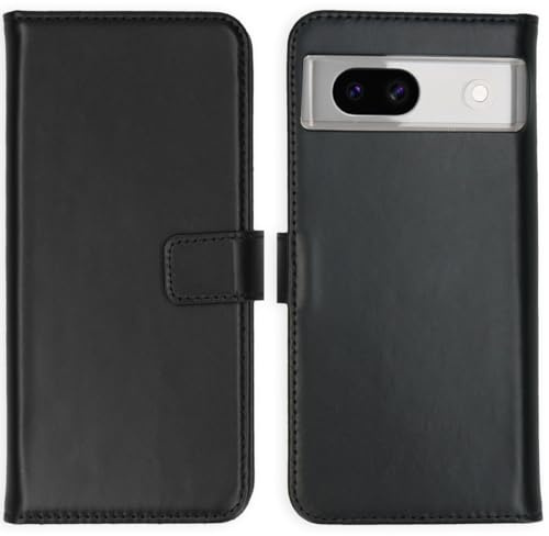 SELENCIA Klapphülle aus Echtleder - Geeignet für Google Pixel 8a - Schwarz