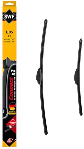 SWF Connect Wischer – U05 – Kit Aus in Deutschland Hergestellten Flachbalkenwischern Für Optimale Wischleistung 600mm/400mm – Vorne – 2er-Set, Black