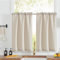 TOPICK Scheibengardinen Küche Beige Bistrogardine mit Tunnelzug Modern Gardinen Kurz Blickdicht Leinenoptik Küchengardinen für Kleine Fenster Wohnmobil Küchenfenster 2er Set 70Bx90H cm