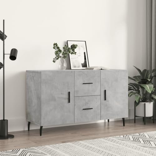 Homvdxl Sideboard for Living Room Wide Sideboard Storage Cabinet Freestanding Cupboard with 2 Large Doors 2 Drawers, 100x36x60 cm Accent Cupboard, Classic - Grey