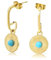 Made by Nami Edelstahl Ohrringe Gold hängend mit Sonnen Anhänger und türkisem Stein Boho Schmuck Damen Wasserfest (Sonne)