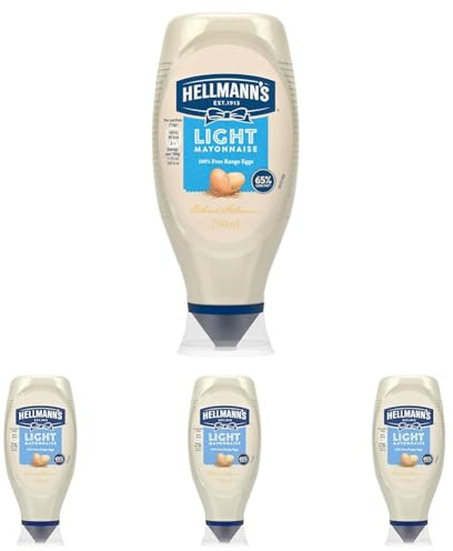Hellmann's Light Mayonnaise 100% recycled plastic bottle light mayo for sandwiches, wraps and salads 750 ml (Pack of 4)