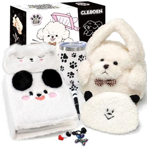 Toyssa Hund Geschenk Mädchen 5 6 7 8 9 10 Jahre, Welpe Kuscheltier Hund Handtasche Plüsch Fotoalbum Becher Portemonnaie Schlafmaske, Plüsch Geburtstag Geschenke Spielzeug ab 5-12 Jahre Mädchen Kinder