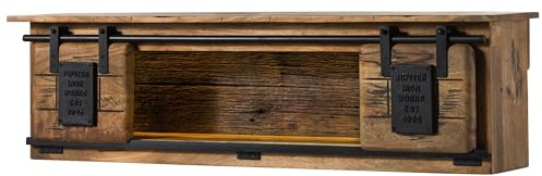 MASSIVMOEBEL24.DE | Wandregal Mango/Altholz 130x25x35 Natur lackiert Railway LUX #152, Farbe:Natur lackiert, Größe:130x25x35 cm (BxTxH)