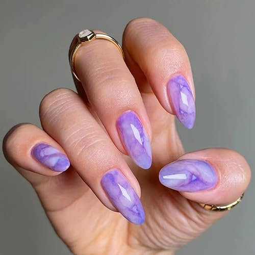 LYMCY Press On Nails - Purple Artificial Nails for Women & Girls - 24 pcs