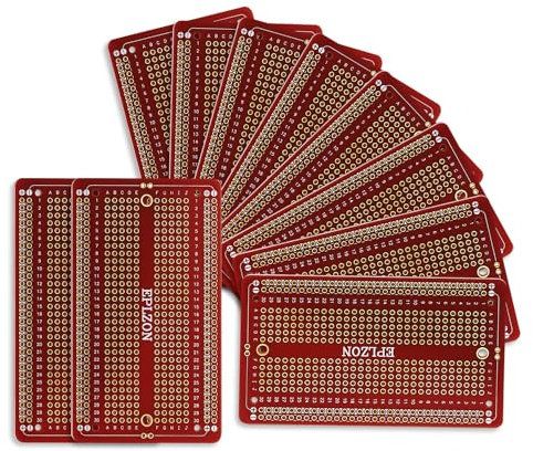 EPLZON 10 Pcs Solderable Breadboard PCB Board Gold-Plated Solder Breadboard for DIY Electronics Projects Apply to Soldering Projects 3.5x2.05 (Red)