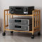 audio rack hifi regal Stereo-Schrankregal mit 2 Bremsrädern, Bambus-AV-Medienständer für Zuhause/Wohnzimmer/Büro/Spielzimmer/Videoraum, Höhenverstellbares Regal(2 Tier - 53cm/20.8in,W-50cm/19.6in)