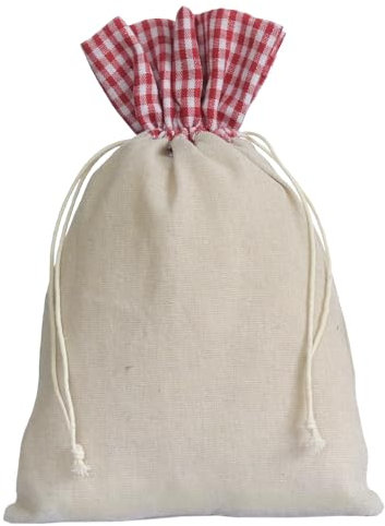 ORGANZABEUTEL24 Leinensäckchen, Leinenbeutel mit Baumwoll-Kordel, Stoffbeutel, Geschenkverpackung für Geburtstag, Hochzeit, Weihnachten... (40x30 cm Landhaus)