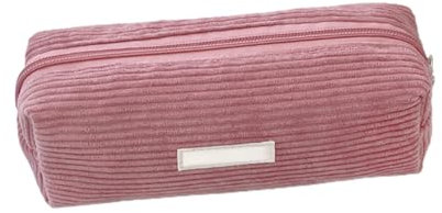 Trousse à Crayons en Velours Côtelé, Trousse à Crayons Souple pour Adolescentes, Housse de Papeterie pour École et Bureau, Fournitures Scolaires Cadeaux pour Étudiants (Rose)