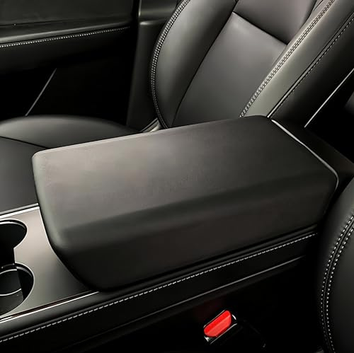 frani Housse de repose-bras pour console centrale conçue pour Tesla Model 3 2017-2023/Model Y 2020-2025 (non compatible avec Model Y Juniper), antidérapant avec installation EZ Snap On - Noir