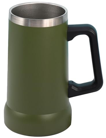 FOGARI Chope à bière isotherme avec poignée - 710 ml - En acier inoxydable - Grand gobelet isotherme en métal - Né pour la fête de la bière (vert)