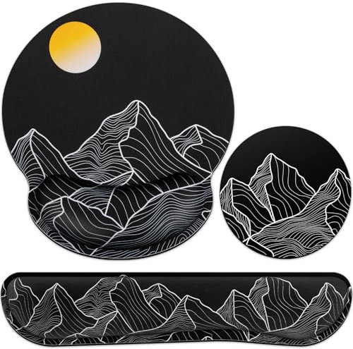 3-in-1 Mouse Mat Set,Acezeek Mouse Pad Wrist Support+Keyboard Wrist Rest+Cup Pad,Keyboard Mat with Anti-Skid,Ergonomic Mousepad Pain Relief,Memory Foam Keyboard Wrist Support for Games