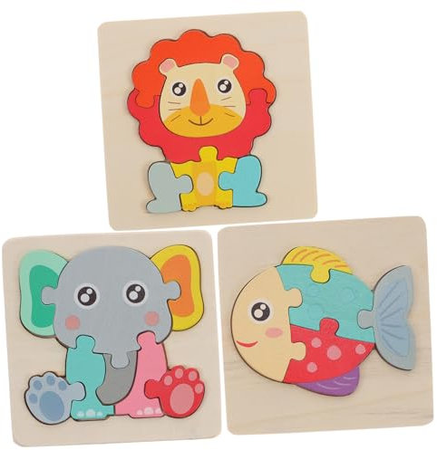 Alasum 3St Puzzle rätselbuch Kinder laubsägen für Kinder Safe Toy Kinder laubsäge Birthday Formsortierer für Kleinkinder Kinder rätsel Lernspielzeug aus Holz Holzspielzeug hölzern
