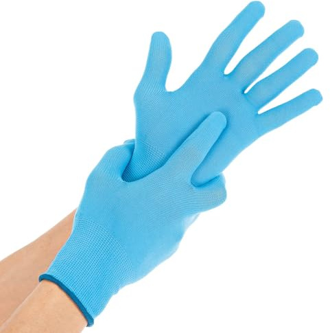 Hygostar Feinstrickhandschuhe Allfood, Nylon, blau, 8/M, 24 Stück | L: 24cm, Packung, Montagehandschuh, Arbeitshandschuhe