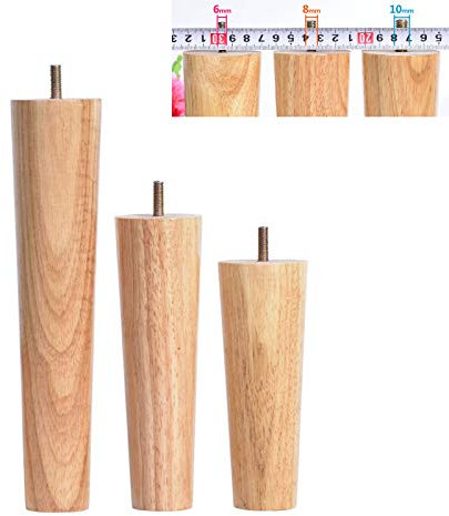 4PCS Wood Furniture Legs M6 M8 M10 Screw Replacement Feet Mid Century DIY Component for Sofa Bed Cupboard Coffee Table Wood Color Enhancements