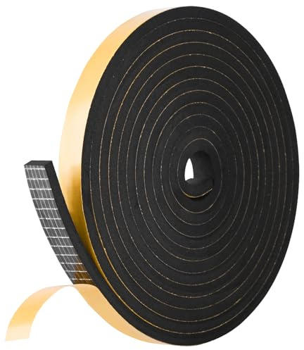 1 Rolls Self Adhesive Foam Tape Weatherstrip 13mm(W) x6.5mm(T) x5m (L) High Density Foam Insulation Strips Seal Weather Stripping with Strong Adhesive for Door and Window Soundproofing