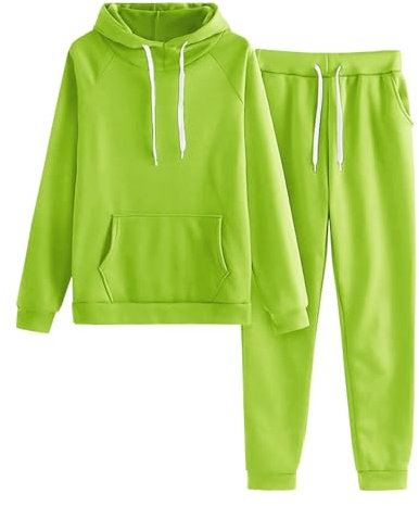 KDEIHT Jogginganzug Damen Set Einfarbig Zweiteiler Lange Trainingsanzug Hoodie Jogginghose Outfit Warm 2 Teiler Sport Hausanzug Bequem Sportanzug Baggy Freizeitanzug Anzug Pullover Tracksuits