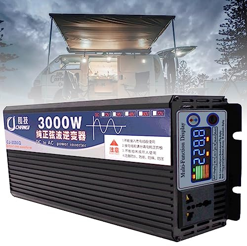 IYUESQ Onduleur à Onde sinusoïdale Pure 3000W 4000W 5000W - Écran Couleur Intelligent, DC (12V/24V/48V/60V) vers AC (110V/220V), pour réfrigérateur/climatiseur 1,5P/congélateur/Petite Pom