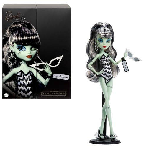Barbie Monster High x Frankie Stein Doll with Original Inspired Swimsuit and Solo in the Spotlight Black Evening Dress, Accessories