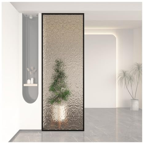 pujindu Trennwand Aus Gehärtetem Glas, Raumteiler Aus Glas, Begehbare Duschtür Mit Durchscheinendem Design Für Den Eingang Eines Hotelbüros(Black-A,60x140cm)