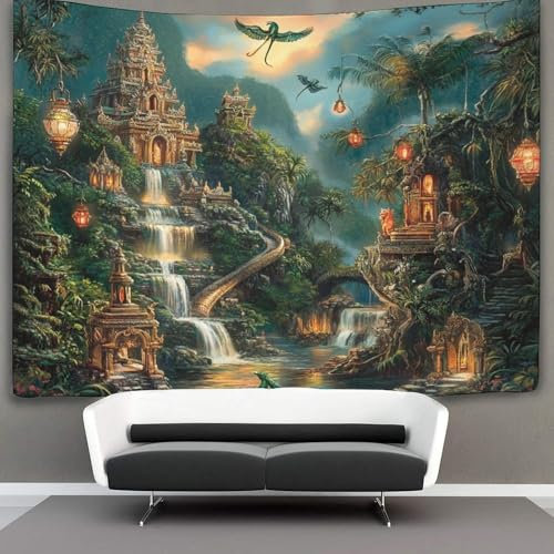 ZbOLi Tropische Landschaft Phukets Tapisserie, 3D Symbol der thailändischen Kultur Wandbehang Wandtuch Tagesdecke Bettdecke Für Schlafzimmer Wohnzimmer Wohnheim 70cmx100cm