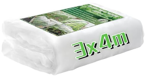 joonnair 3x4M Bianco Rete Anti Insetti per Orto, Rete per Piante, Rete Antigrandine per Orto, Reti Protettive da Giardino, Rete Di Protezione Dagli Insetti per Frutta, Verdura, Colture e Fiori