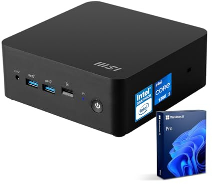 msi Cubi NUC Business Mini Desktop, 10-Core Intel Core 5 120U Processor, 16GB DDR5 RAM, 512GB SSD, Support 4-Monitor 4K, Thunderbolt 4, HDMI, MicroSD Card Reader, Wi-Fi 6, Windows 11 Pro