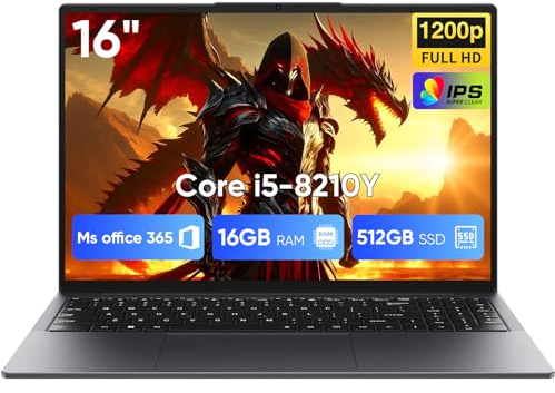 EYY 16 Laptop Computer Intel Core i5 Processor, Win 11 Pro Laptop 16GB RAM 512GB SSD, 1920 x 1200 FHD 16:10 Display, Office Suite Notebook with Backlit Keyboard, Student Business Work Laptops