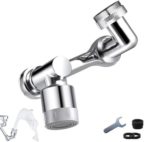 Krivo Schwenkhahn, Flexiflow 1080° rotating faucet extender, Universeller drehbarer Wasserhahn-Aufsatz für Küche & Bad, Multifunktionaler Schwenkarm zum komfortablen Reinigen (1)