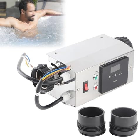 Bomba De Calor Para Piscina 3KW, Intercambiador De Calor Con Termostato, La Temperatura Del Agua Es Ajustable Entre 30-40°C, Termostato Electrónico Táctil, Diámetro Del Orificio 50mm, Para Piscina Y J