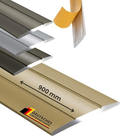 KARAT Übergangsprofil Selbstklebend Gold 900 mm Alu - Länge 1m, Breite 36 mm - Übergangsschiene Aluminium eloxiert, Übergangsleiste ohne Bohren Abdeckleiste Firm