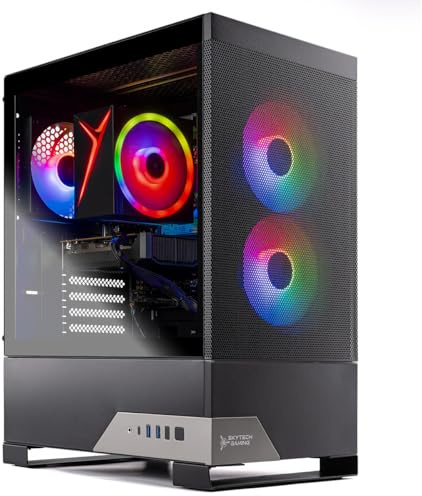 Skytech Gaming Nebula Ordinateur de Jeu, AMD Ryzen 5 5500 3,6 GHz, NVIDIA RTX 5060, SSD NVMe 16 Go, DDR4 RAM 3200, 650 W Gold PSU, WiFi, Win 11, PC de Jeu