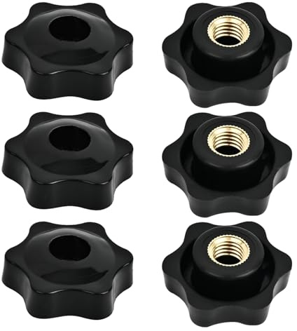 M10 x 38mm Clamping Nuts, 6 Pcs Star Clamping Nuts Knob Grip Screw Plastic Star Nut | Handle Wing Nut for Machines Systems Fitness Equipment Furniture Machine Tools