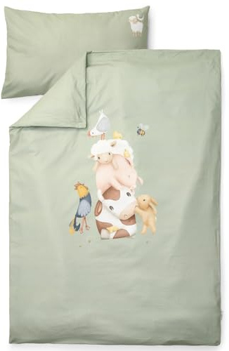 Little Dutch Bettwäsche Kinderbettwäsche für Kinder (100x140 cm + 40x60 cm) - Little Farm grün