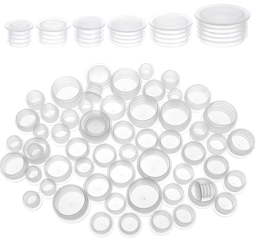 60 Pcs Salt and Pepper Stoppers Plugs, 11/13/15/17/19/24mm 6 Sizes Salt and Peppers Shaker Stoppers, White Salts Shaker Stopper Replacement, Reusable Round Stopper for Salts and Pepper Shakers