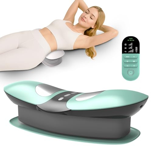 4 in 1 Rückenmassagegerät Unterer Rücken, Rückenstrecker Kabelloses mit Airbag-Traktion, Heißkompresse, Vibrationsmassage, EMS-Elektrotherapie, Rückentrainer für Zuhause, Grün