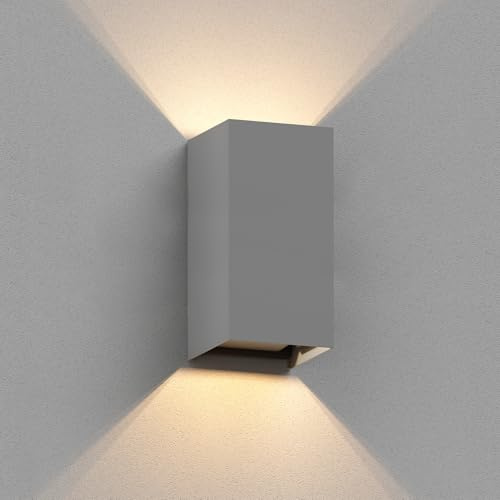 ledscom.de Wandleuchte CUBEL für außen, IP65, Up-/Downlight, grau matt, eckig, 1x G9 max. 10W