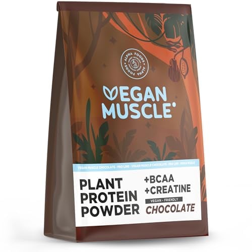 Vegan Proteine en Poudre [600g] | Chocolat | 17g Protein de Riz, Pois, Graines de Tournesol, Creatine & BCAA | Pre/Post Workout Proteines Musculation | Protéine Powder | Shake Protéines | Alpha Foods