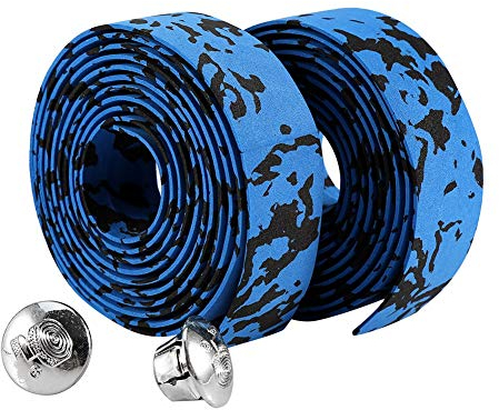 VGEBY1 Fahrrad Lenkerband, 2Pcs Rennrad Lenkerband Lenker Wraps mit Endkappen Multicolor Handlebar Tape(Blau + Schwarz)