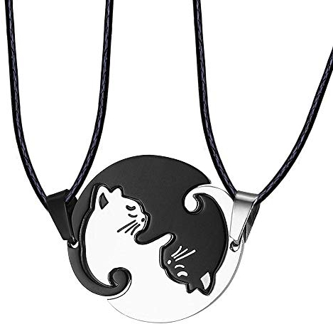 Feilok Paare Edelstahl Kette Puzzle Katze Halskette Freundschaftskette Partneranhänger Partnerketten für Sie und Ihn 2 Verliebte Paar Schmuck