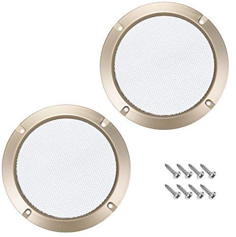 sourcing map 2 Piezas 3 Altavoz Rejilla Malla Decorativa Círculo Woofer Guardia Protector Cubierta Audio Accesorios Dorado