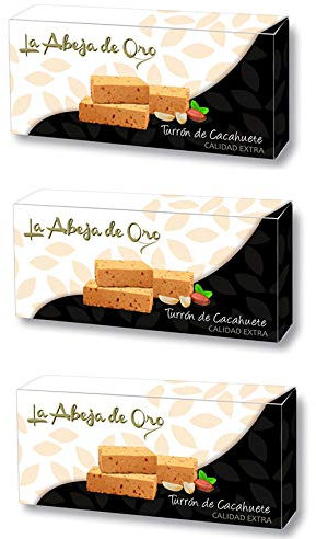 Turrón Blando de Cacahuete - La Abeja de Oro Pack incluye 3 barras de 200gr
