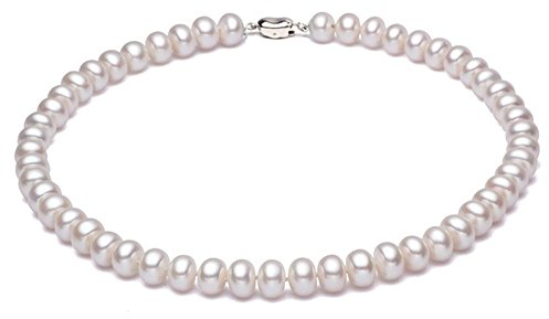 JYX Perlenkette 6mm weiß flach rund Süßwasserperlenkette Schmuck