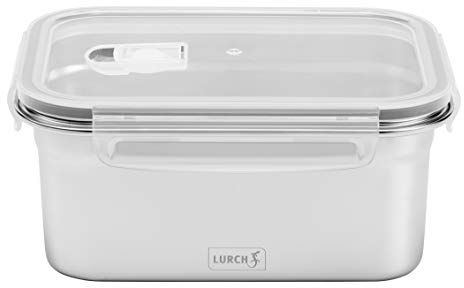 Lurch 240894 Lunchbox Safety/Aufbewahrungsbox aus hochwertigem Edelstahl mit BPA-freiem Kunststoffdeckel 1500ml, Klar